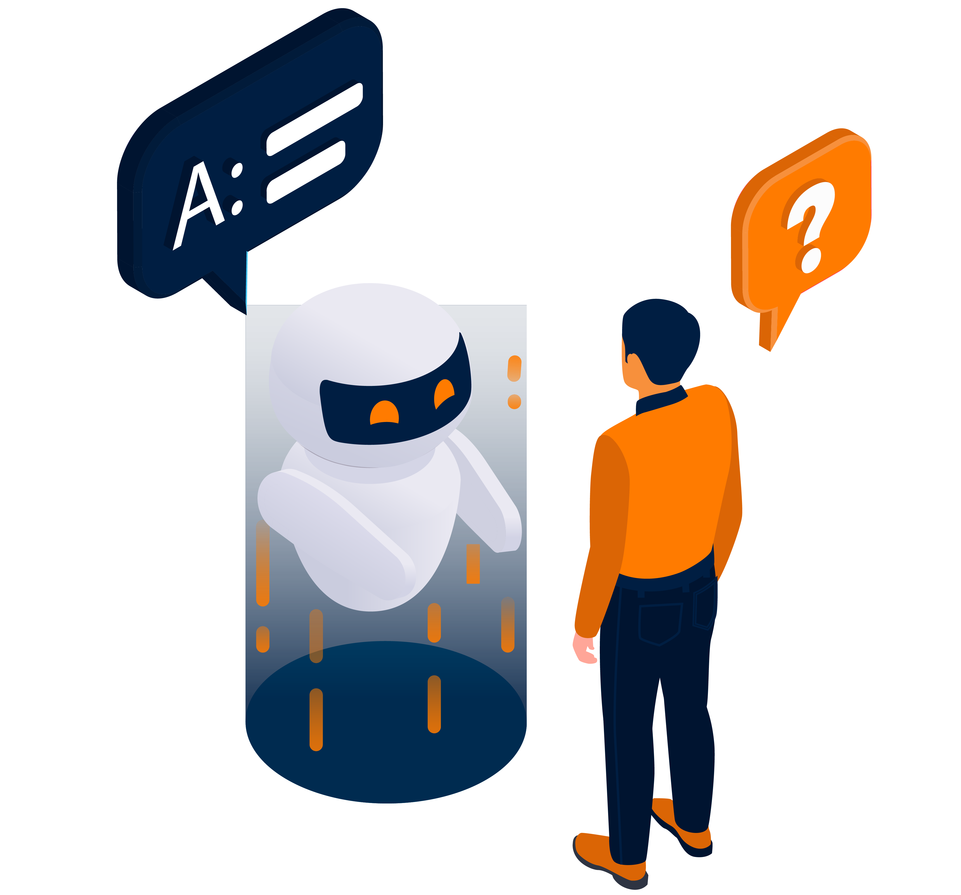 Chatbot inteligente interactuando con usuario humano, ofreciendo información detallada sobre productos y servicios.