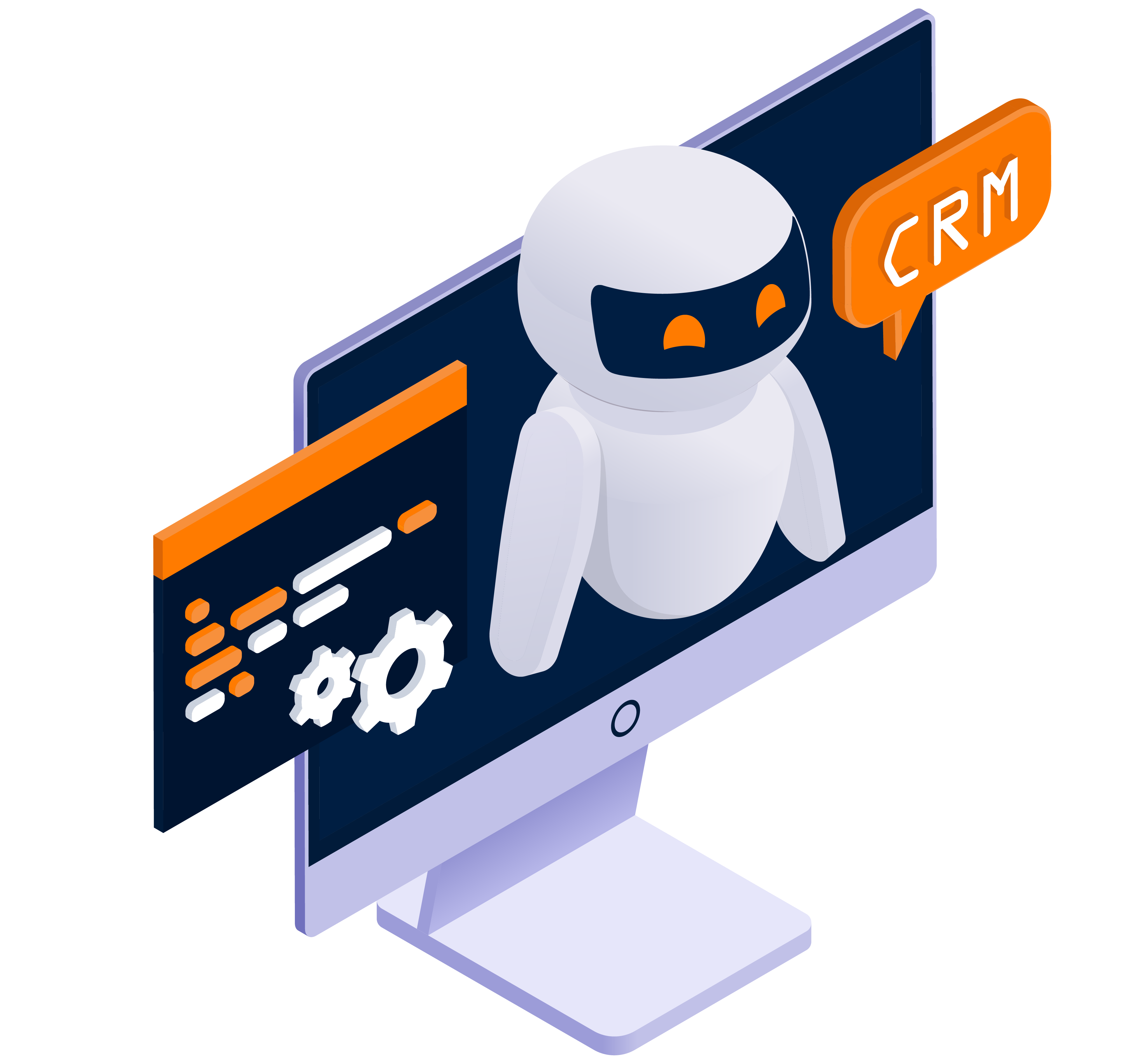 Chatbot con inteligencia artificial recopilando y organizando datos de clientes directamente en el CRM empresarial.